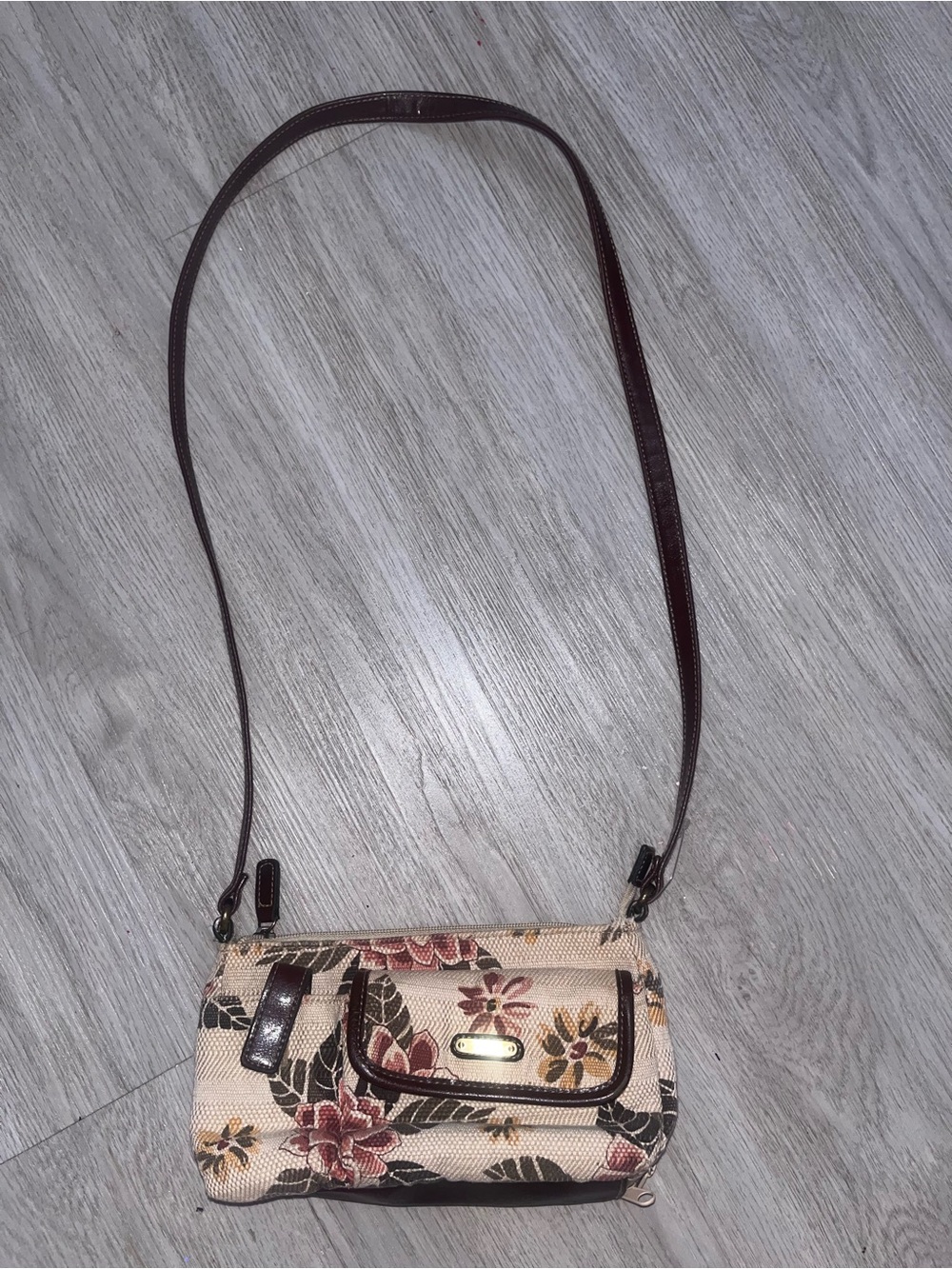 Vintage Floral Crossbody Shoulder Bag - Beige Floral
